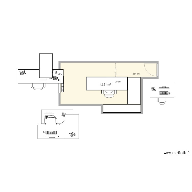 bureau. Plan de 0 pièce et 0 m2