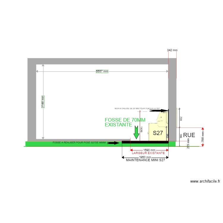COUPE PROJET CORDERIE S27. Plan de 0 pièce et 0 m2