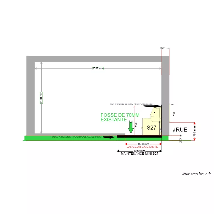 COUPE PROJET CORDERIE S27. Plan de 