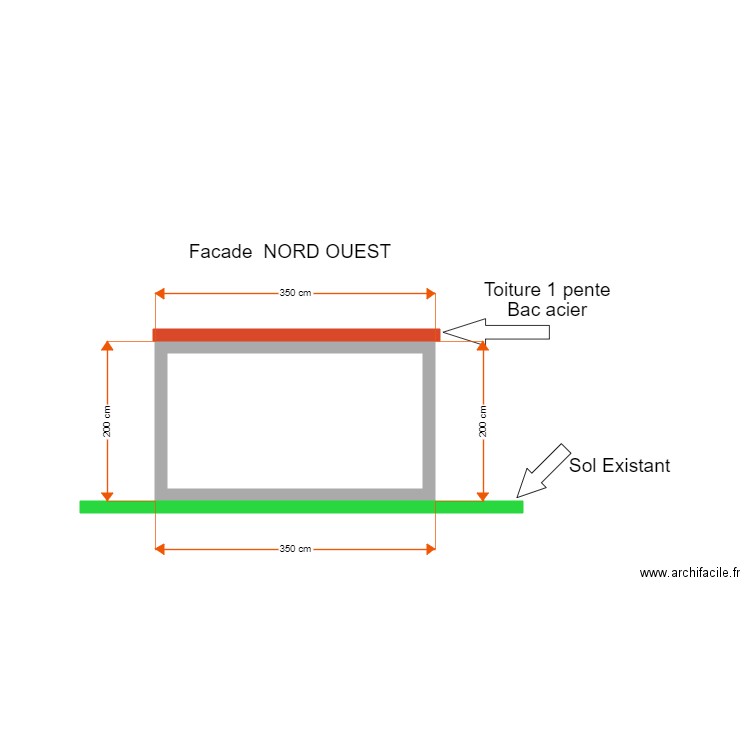 FACAD NORD OUEST RODOUAN. Plan de 1 pièce et 5 m2