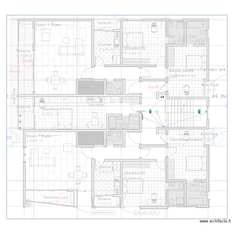 Eclairage de sécurité Etage 2 et 3 Immeuble TANAZOU. Plan de 0 pièce et 0 m2