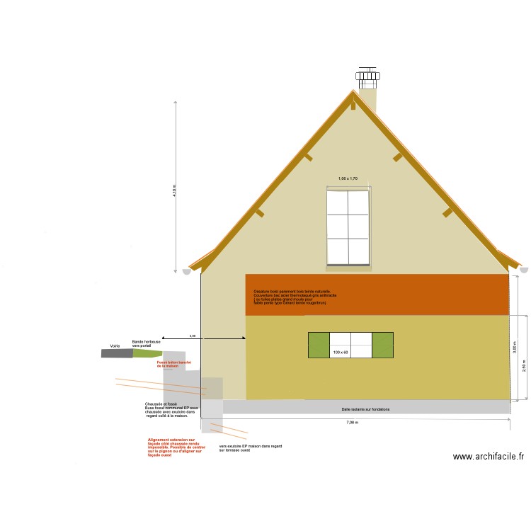 Meaulne Pignon Nord et extension. Plan de 0 pièce et 0 m2