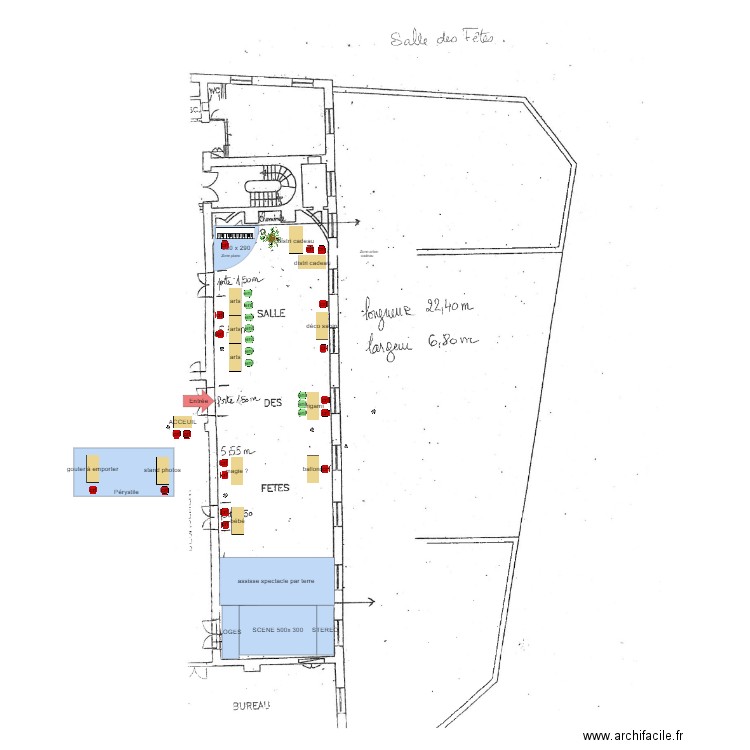 Plan activites contre les murs. Plan de 0 pièce et 0 m2