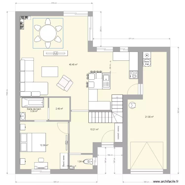 Etage 3 chambres cuisine agrandie meublé. Plan de Etage 3 chambres cuisine agrandie meublé. Plan de