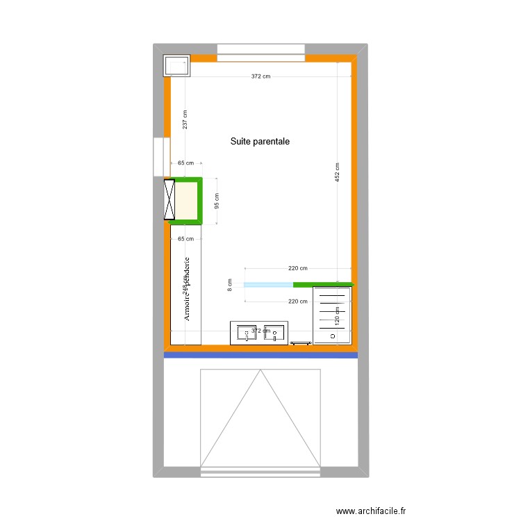 Dy - Projet. Plan de 3 pièces et 55 m2