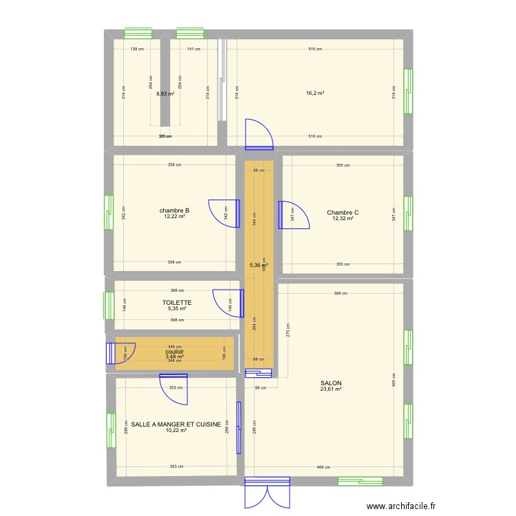 VILLA 2. Plan de 9 pièces et 98 m2