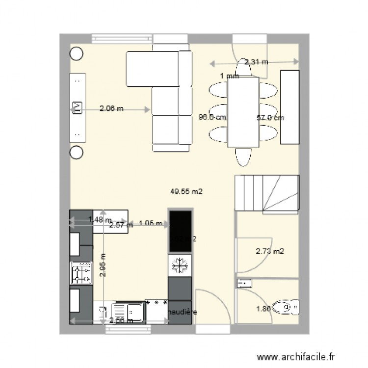 Simulation RDC maison. Plan de 0 pièce et 0 m2