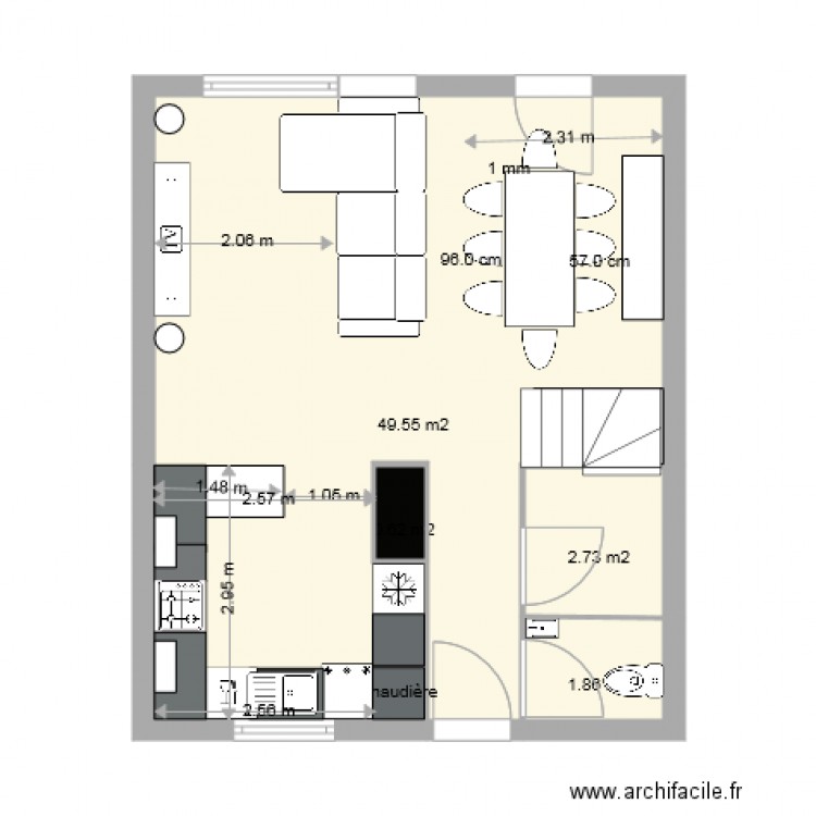 Simulation RDC maison. Plan de 0 pièce et 0 m2