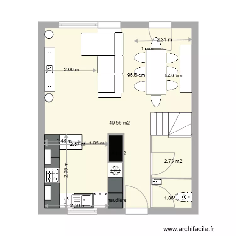 Simulation RDC maison. Plan de 