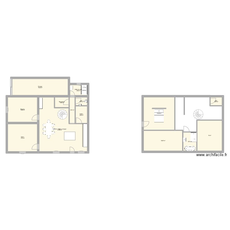 Plan modifié. Plan de 14 pièces et 171 m2