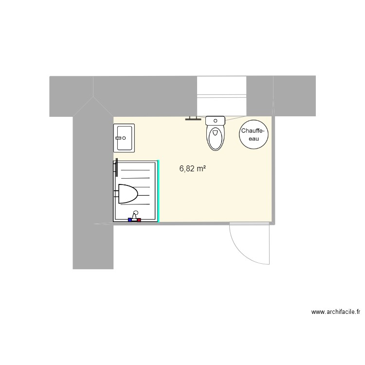 POULARD. Plan de 1 pièce et 7 m2