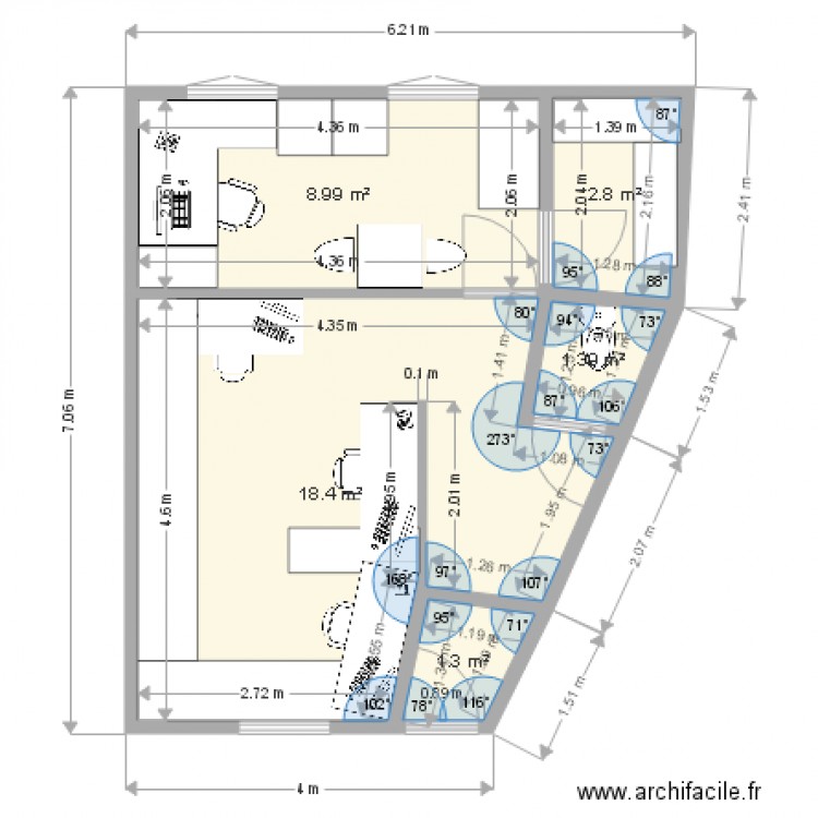 Plan actuel Bureau Batiservices. Plan de 0 pièce et 0 m2