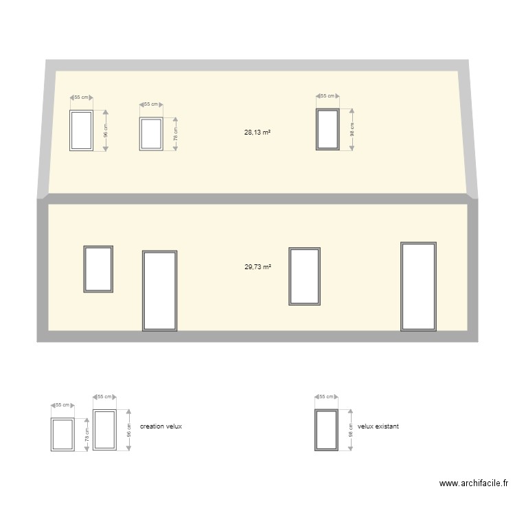 création de velux pour la facade sud 21 mai. Plan de 0 pièce et 0 m2