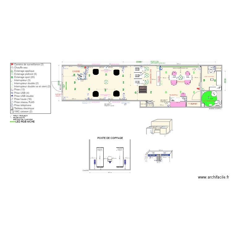 SALON  NOUVEAU. Plan de 12 pièces et 59 m2