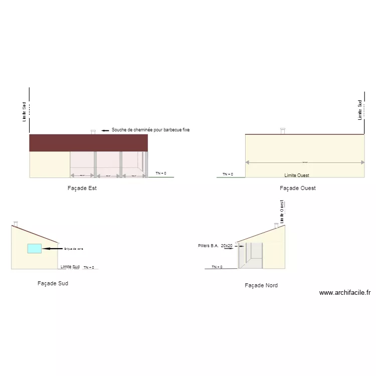 PCMI 5 FACADES TERRASSE COUVERTE. Plan de 