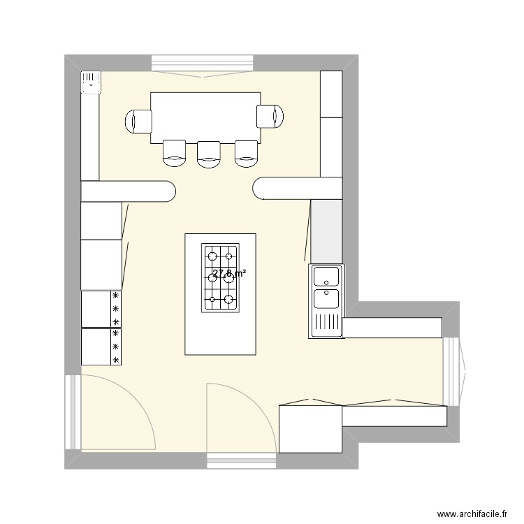 cuisine Airon. Plan de 1 pièce et 28 m2