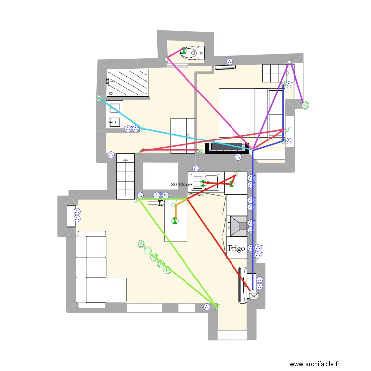 diane ok eclairage. Plan de 1 pièce et 31 m2