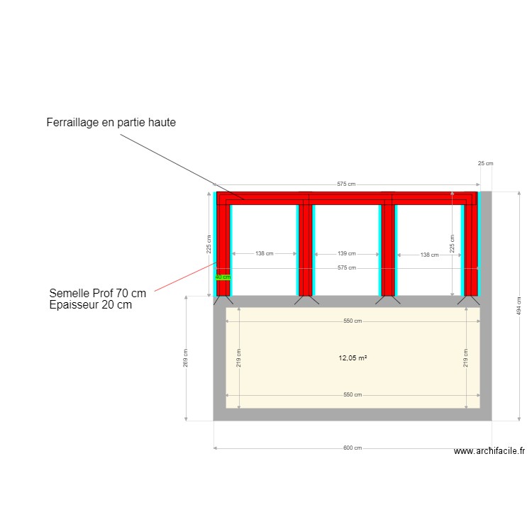 mouvaux plan de ferraillage. Plan de 1 pièce et 12 m2