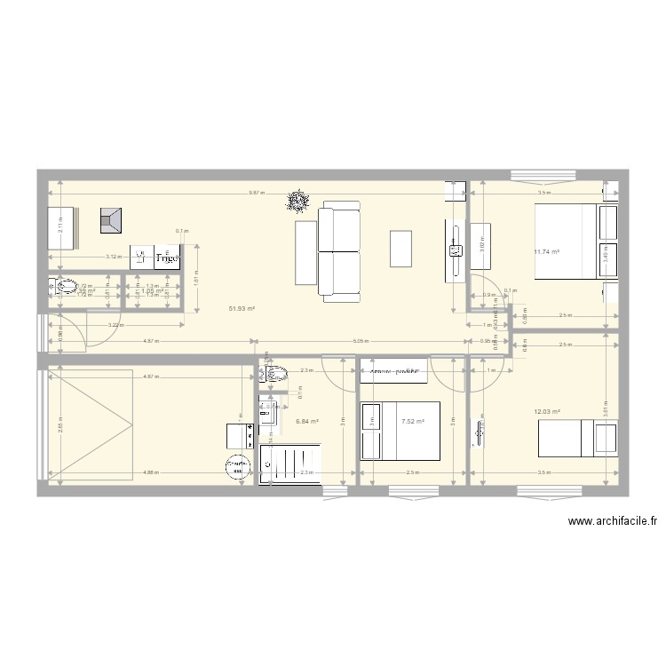 maison 85 m2. Plan de 0 pièce et 0 m2