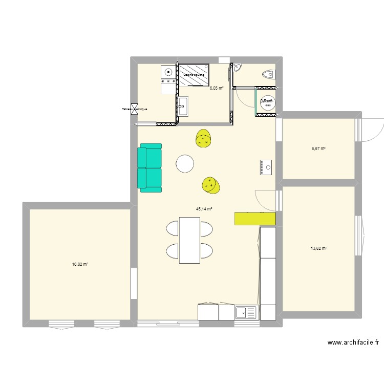 16.05. Plan de 6 pièces et 89 m2