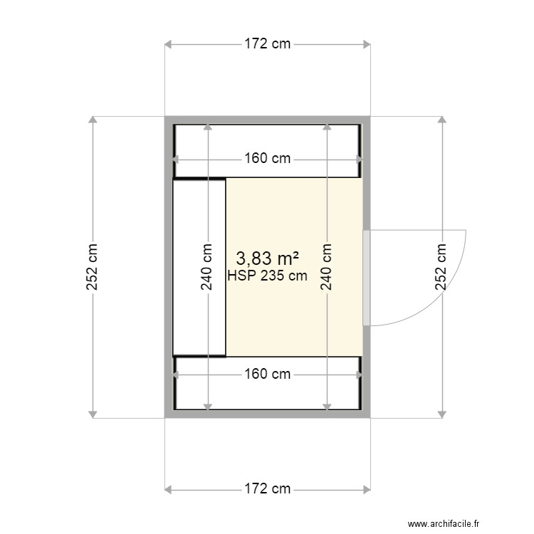 cf sensushi. Plan de 1 pièce et 4 m2