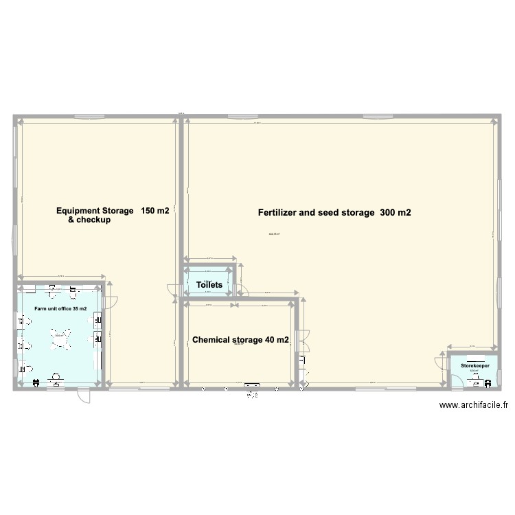 warehouse DIRPP 3. Plan de 5 pièces et 534 m2