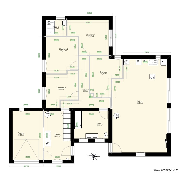 Plan Cloison. Plan de 10 pièces et 134 m2