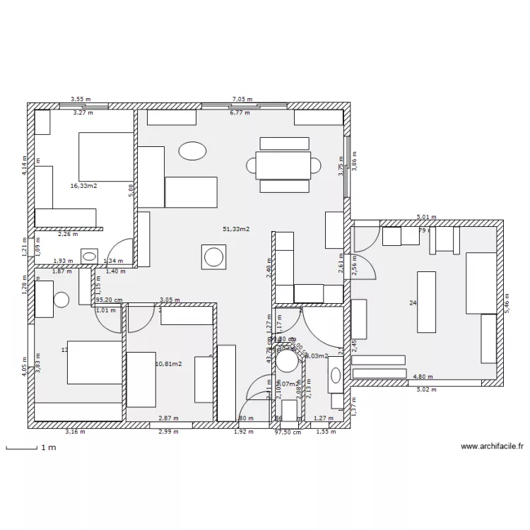 maison meubl&eacute;e. Plan de 