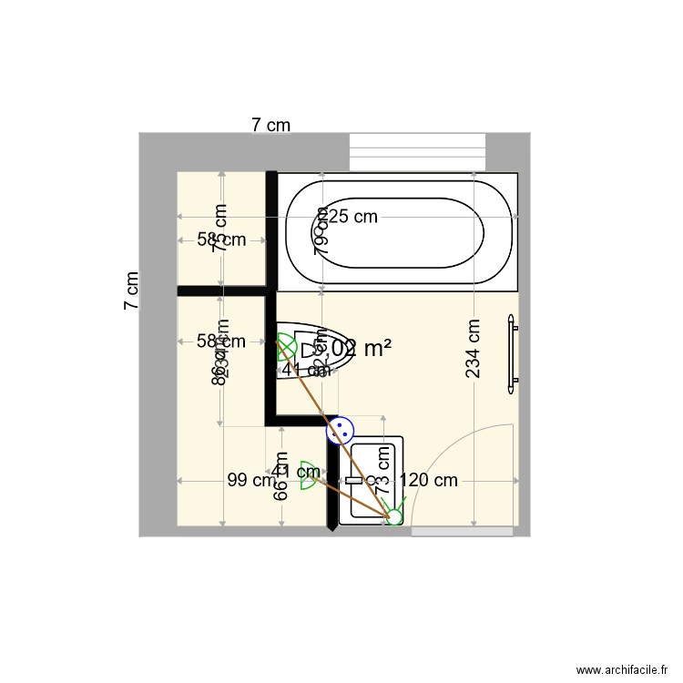 CARVAL Sdb étage PROJET. Plan de 0 pièce et 0 m2