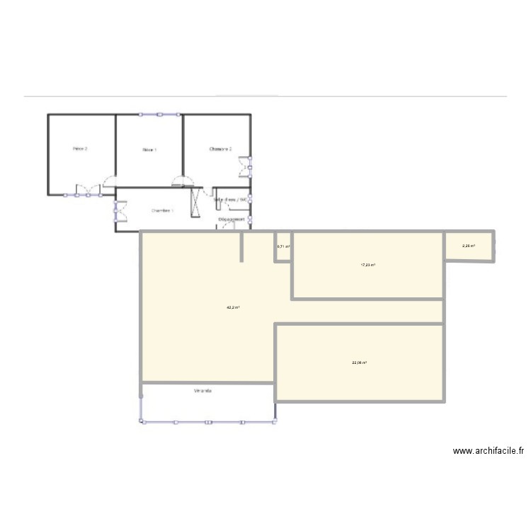 origine1. Plan de 5 pièces et 84 m2