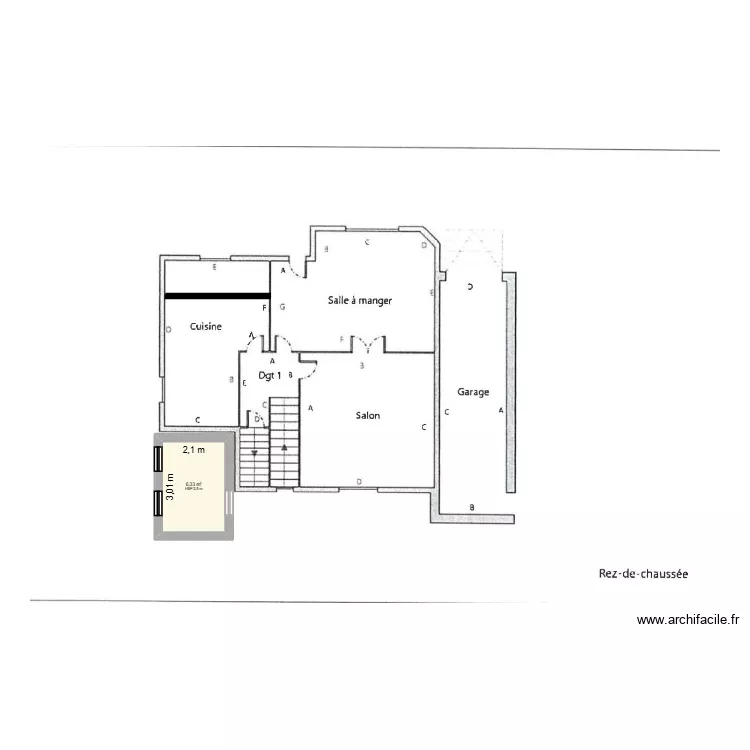 AGRANDISSEMENT MEAUX. Plan de 1  et 6 m²