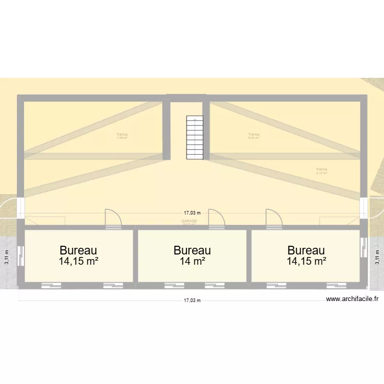 Entrep&ocirc;t Brasserie. Plan de 7  et 153 m²