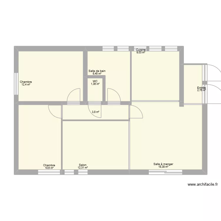 essais maison pour dessin manuel. Plan de 9  et 77 m²