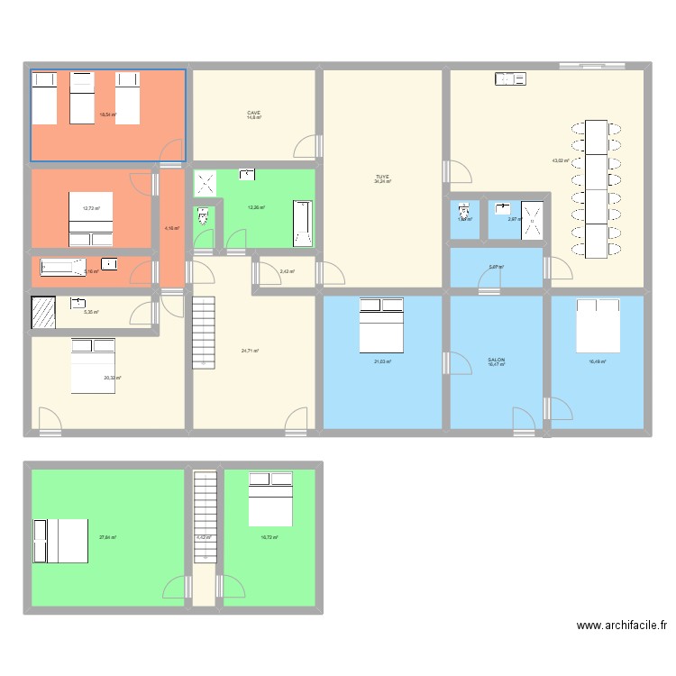 bassignet. Plan de 21 pièces et 310 m2