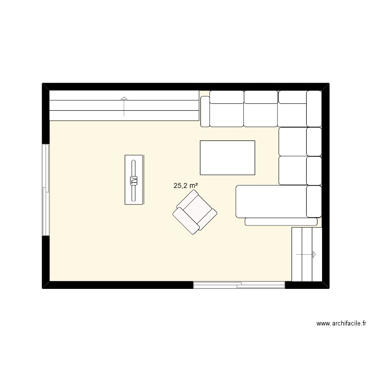 salon. Plan de 1 pièce et 25 m2