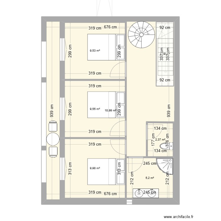 plan 9 etage. Plan de 8 pièces et 166 m2