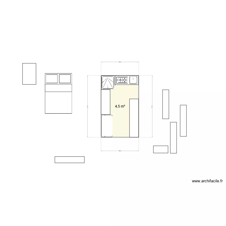 tiny. Plan de 1  et 5 m²