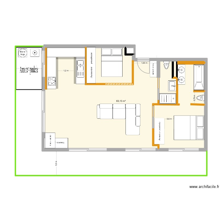 IMMEUBLE RUSSE PLAN 2. Plan de 1 pièce et 63 m2