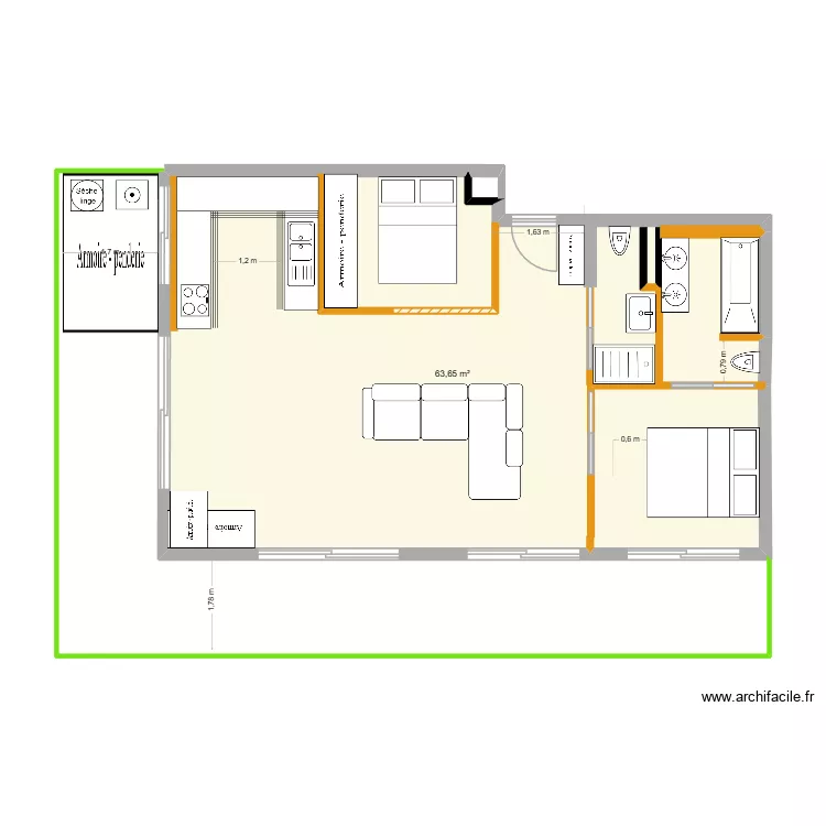IMMEUBLE RUSSE PLAN 2. Plan de 1 pièce et 64 m²