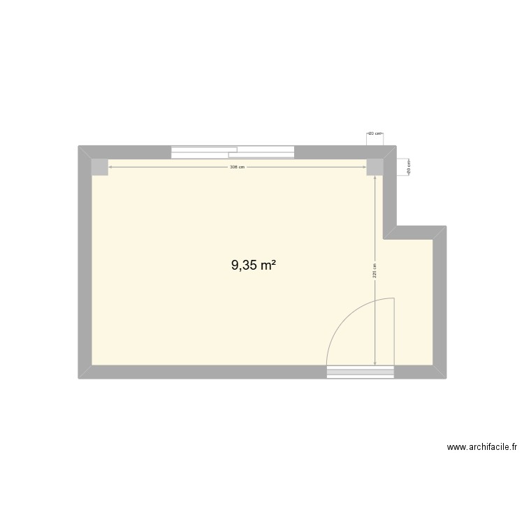 cuisine. Plan de 1 pièce et 9 m2