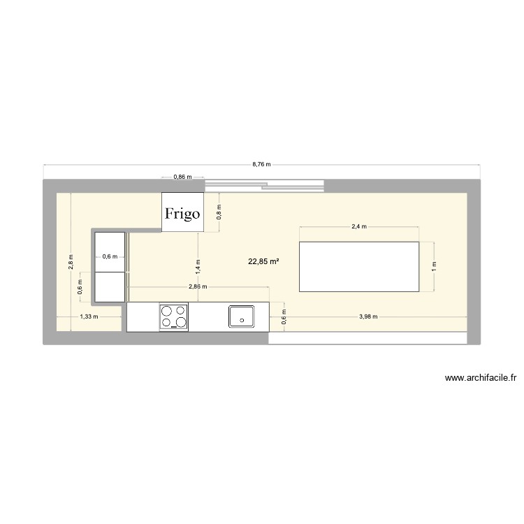 Cuisine am&eacute;lior&eacute;e. Plan de 0 pièce et 0 m2