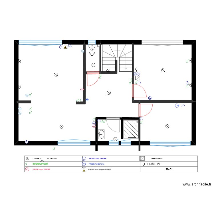 PLAN ÉLECTRIQUE RdC MICHEL. Plan de 3 pièces et 22 m2