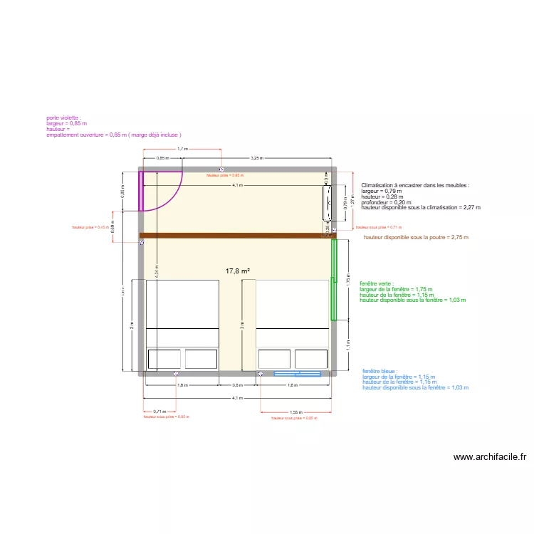 chambre 2. Plan de 1 et 18 m² chambre 2. Plan de 1 et 18 m²