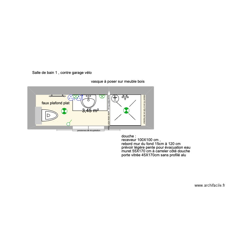 salle de bain 1. Plan de 1 pièce et 3 m2