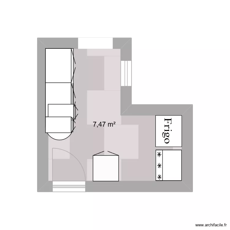 Arrière cuisine. Plan de 1 Pièce et 7 m² Arrière cuisine. Plan de 1 Pièce et 7 m²