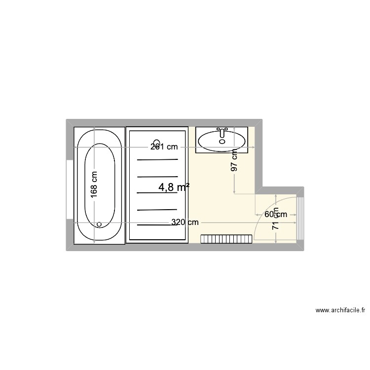 Casaert. Plan de 1 pièce et 5 m2