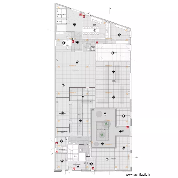 incendie Halle Gourmande RDC. Plan de 