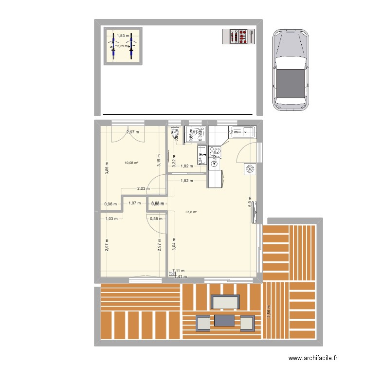 gite 12. Plan de 3 pièces et 50 m2