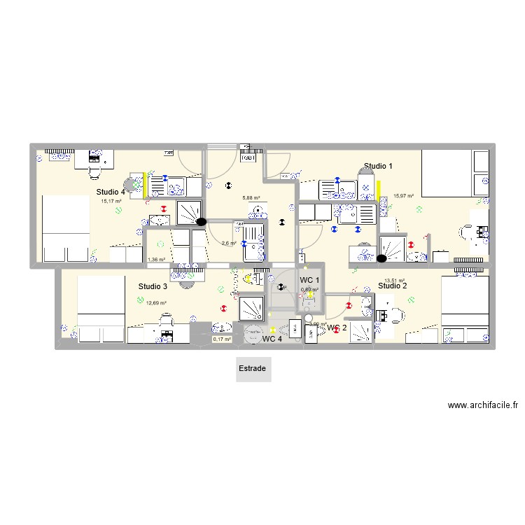 CG ST HERBLAIN CHARENTE V5 ELECTRICITE. Plan de 11 pièces et 73 m2