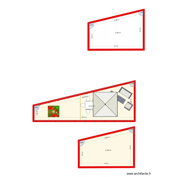 terrasse. Plan de 3 et 63 m² terrasse. Plan de 3 et 63 m²